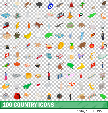 100 country icons set, isometric 3d style 31939588