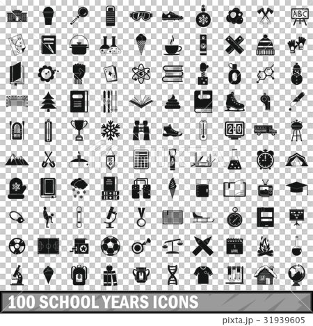100 school years icons set, simple style 31939605