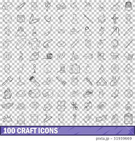 100 craft icons set, outline style - Stock Illustration [31939669] - PIXTA