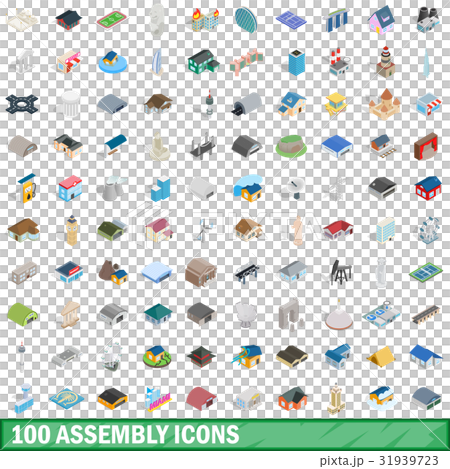 100 assembly icons set, isometric 3d style 100 assembly icons set, isometric 3d style 31939723