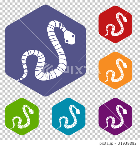 Striped snake icons set hexagon 31939882