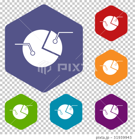 Percentage diagram icons set hexagon Percentage diagram icons set hexagon 31939943