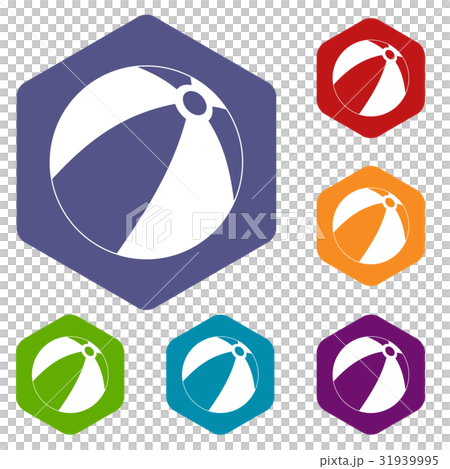 Ball for children to play icons set hexagon Ball for children to play icons set hexagon 31939995