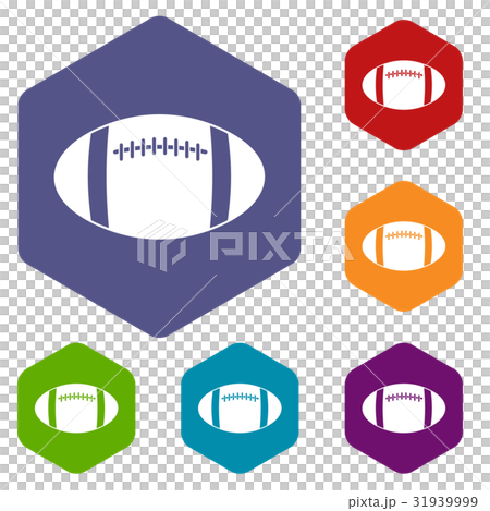 Rugby ball icons set hexagon 31939999