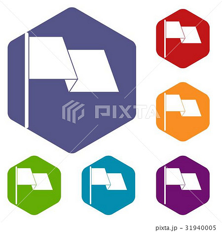 Waving flag icons set hexagon Waving flag icons set hexagon 31940005