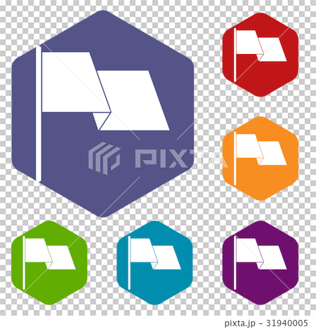 Waving flag icons set hexagon Waving flag icons set hexagon 31940005