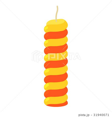 Red and yellow striped candle icon, cartoon style Red and yellow striped candle icon, cartoon style 31940071