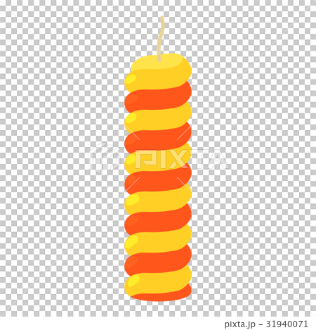 Red and yellow striped candle icon, cartoon style Red and yellow striped candle icon, cartoon style 31940071