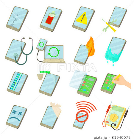 Repair phones fix icons set, cartoon style Repair phones fix icons set, cartoon style 31940075