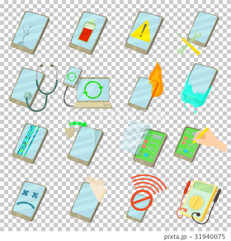 Repair phones fix icons set, cartoon style Repair phones fix icons set, cartoon style 31940075