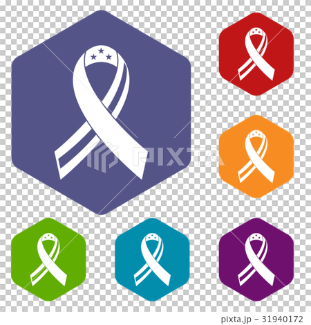 American ribbon icons set hexagon - Stock Illustration [31940172] - PIXTA