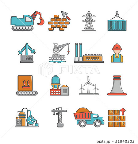 Industry icons set, cartoon style 31940202