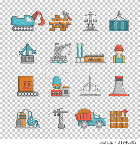 Industry icons set, cartoon style 31940202