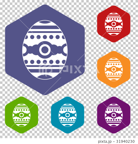 Beautiful easter egg icons set hexagon 31940230