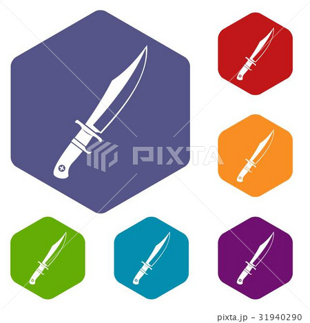 Dagger icons set hexagon 31940290