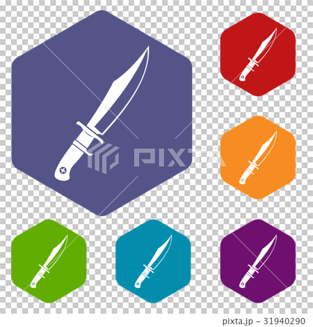 Dagger icons set hexagon 31940290