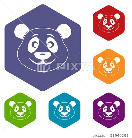 Panda icons set hexagon 31940291