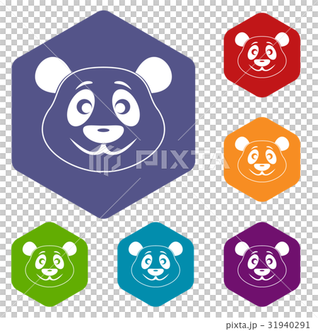Panda icons set hexagon 31940291