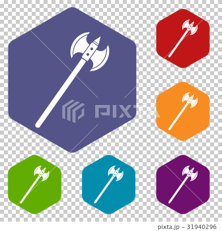 Poleaxe icons set hexagon 31940296