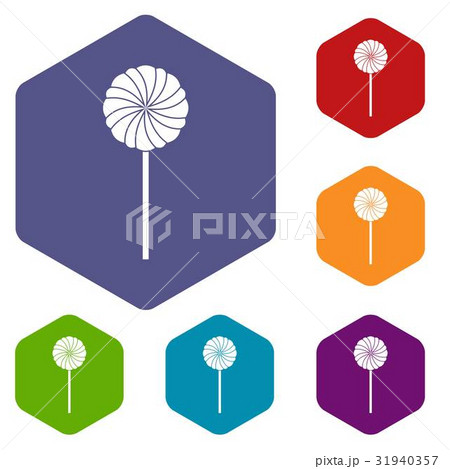 Round candy icons set hexagon 31940357