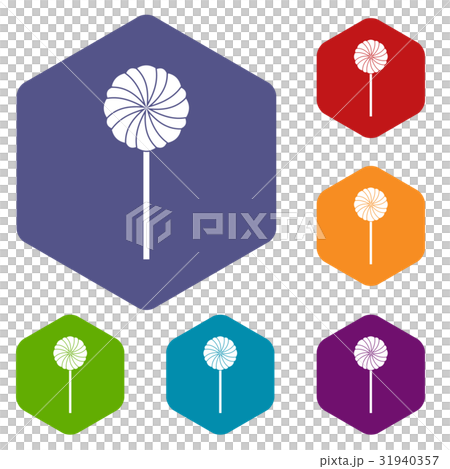 Round candy icons set hexagon 31940357