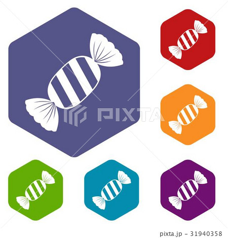 Delicious candy icons set hexagon 31940358