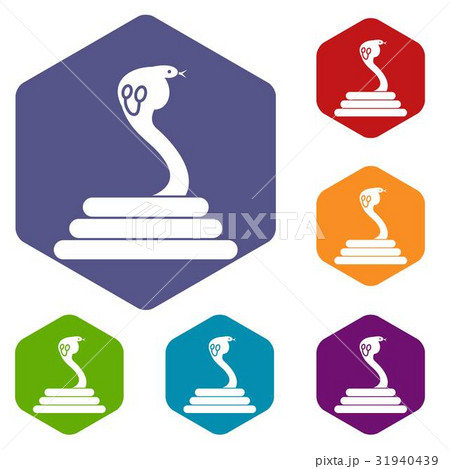 Cobra icons set hexagon Cobra icons set hexagon 31940439