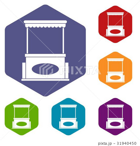 Street kiosk icons set hexagon 31940450