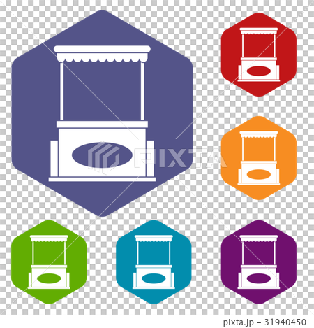 Street kiosk icons set hexagon 31940450