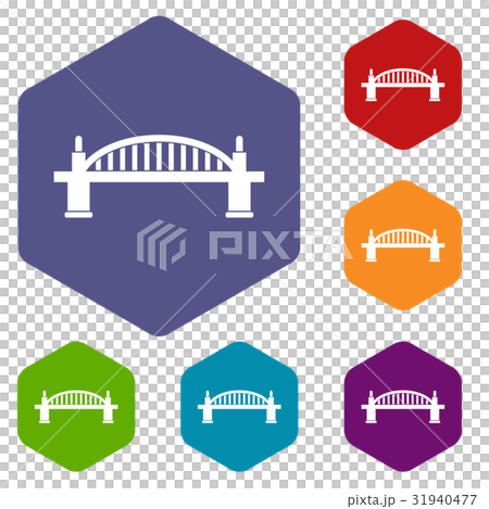 Bridge icons set hexagon 31940477
