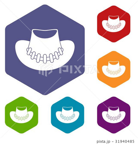 Cowboy hat icons set hexagon 31940485