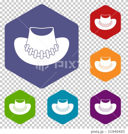 Cowboy hat icons set hexagon 31940485