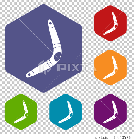 Boomerang icons set hexagon 31940526