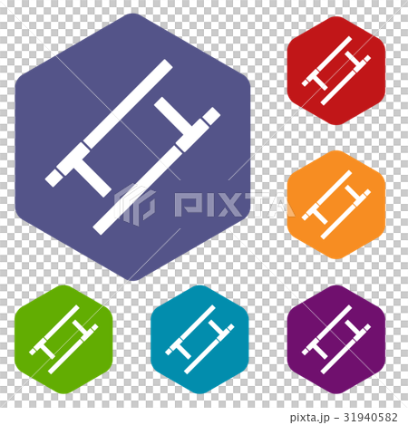 Tonfa icons set hexagon Tonfa icons set hexagon 31940582