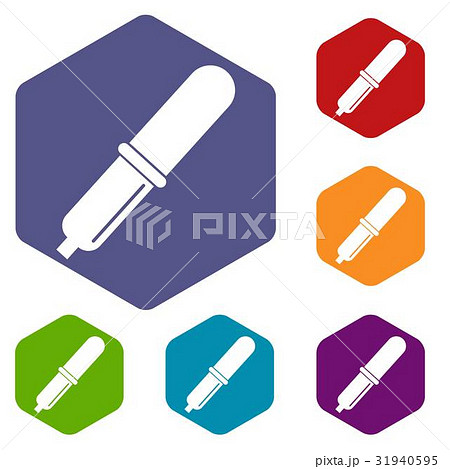 Pipette icons set hexagon Pipette icons set hexagon 31940595
