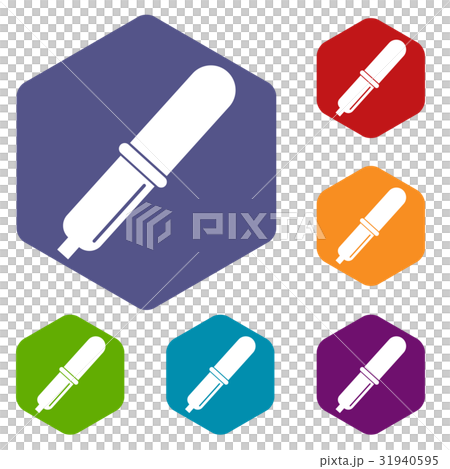 Pipette icons set hexagon Pipette icons set hexagon 31940595