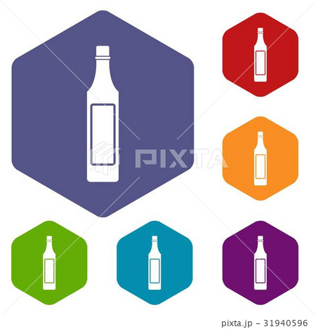 Vinegar bottle icons set hexagon Vinegar bottle icons set hexagon 31940596
