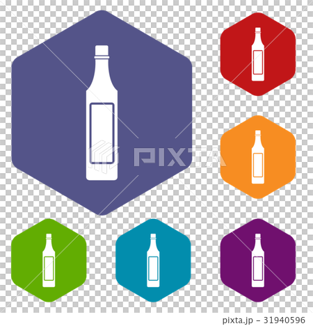 Vinegar bottle icons set hexagon Vinegar bottle icons set hexagon 31940596