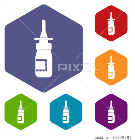 Nasal drops icons set hexagon 31940599