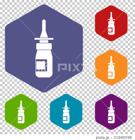 Nasal drops icons set hexagon 31940599