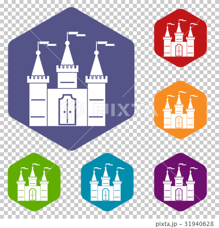 Castle icons set hexagon Castle icons set hexagon 31940628