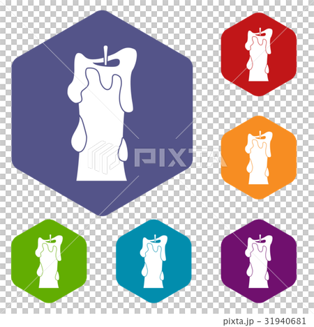 Thick candle icons set hexagon Thick candle icons set hexagon 31940681