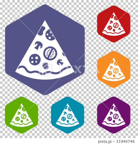 Pizza slice icons set hexagon Pizza slice icons set hexagon 31940746