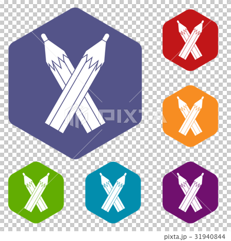Pencils icons set hexagon 31940844
