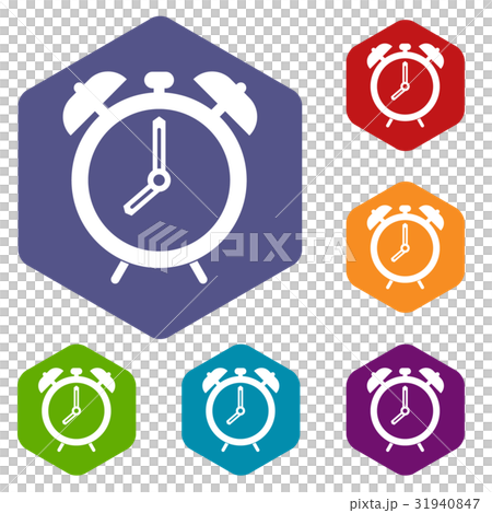 Alarm clock icons set hexagon Alarm clock icons set hexagon 31940847
