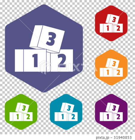 Bricks icons set hexagon 31940853