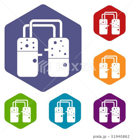Containers connected with tubes icons set hexagon Containers connected with tubes icons set hexagon 31940862