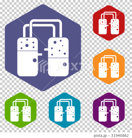 Containers connected with tubes icons set hexagon Containers connected with tubes icons set hexagon 31940862