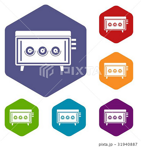 CD changer icons set hexagon CD changer icons set hexagon 31940887