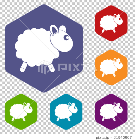 Sheep icons set hexagon 31940907